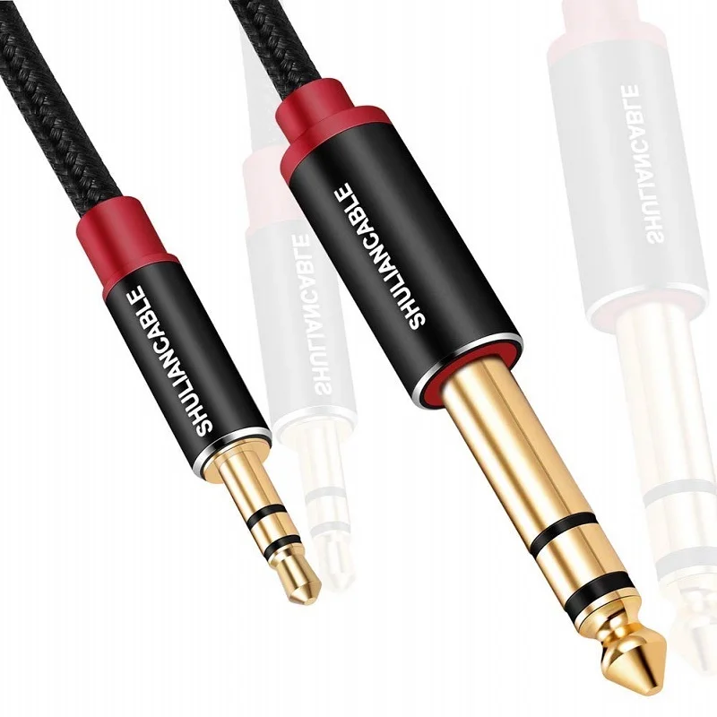 SHULIANCABLE 1/8 to 1/4 stereo cable, 3.5mm mini jack TRS to 6.35mm jack TRS audio cable, suitable for guitar, amplifier, etc