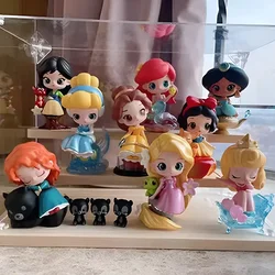 Disney Princess Fairy Town Series Figures Box Cute Snow White Petunia Ariel Mulan Cinderella Tabletop Decor Mini Model Doll Gift