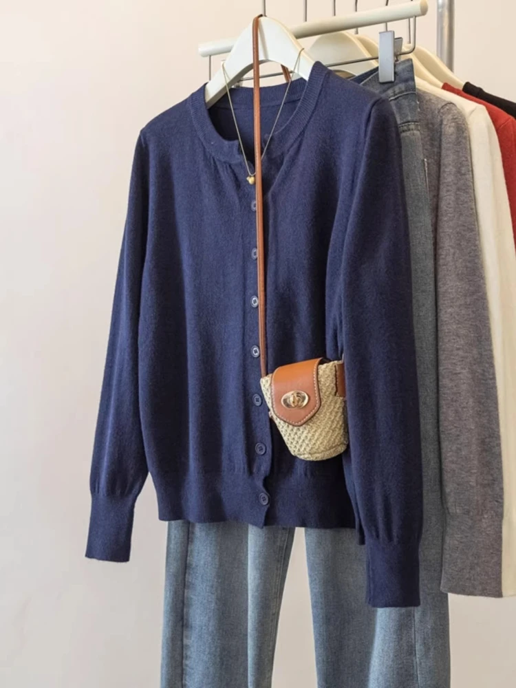 Korean Style Soft Crew Neck Women Cardigan Loose Fit Age-reducing Knit Women Sweater Coat 2026 Fall Winter Outer Top