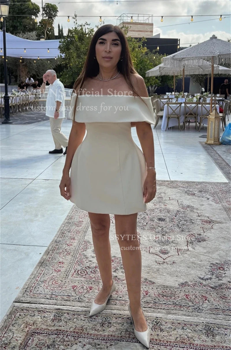 SSYTENS простые свадебные платья с открытыми плечами женские короткие атласные платья выше колена Vestidos De Novia Vestidos De Novia Boda по индивидуальному заказу