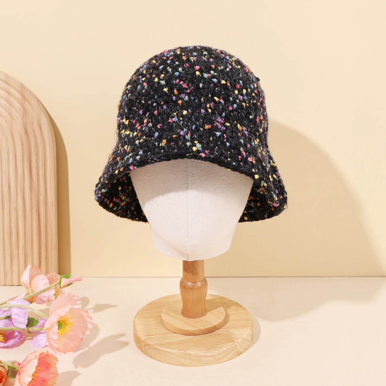 

Autumn/Winter Warm and Colorful Knitted Bucket Hat for Women's Sweetness y2k Versatile Wool Basin Hat Knitted Hat