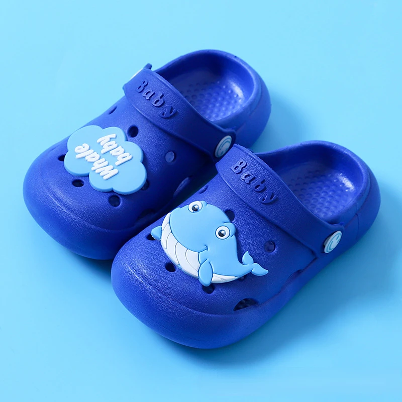 Summer Children\'s Sandals Boys Cute Cartoon Hole Shoes Anti Slip Soft Sole Kids Beach Sandals Girls Breathable Home Slippers