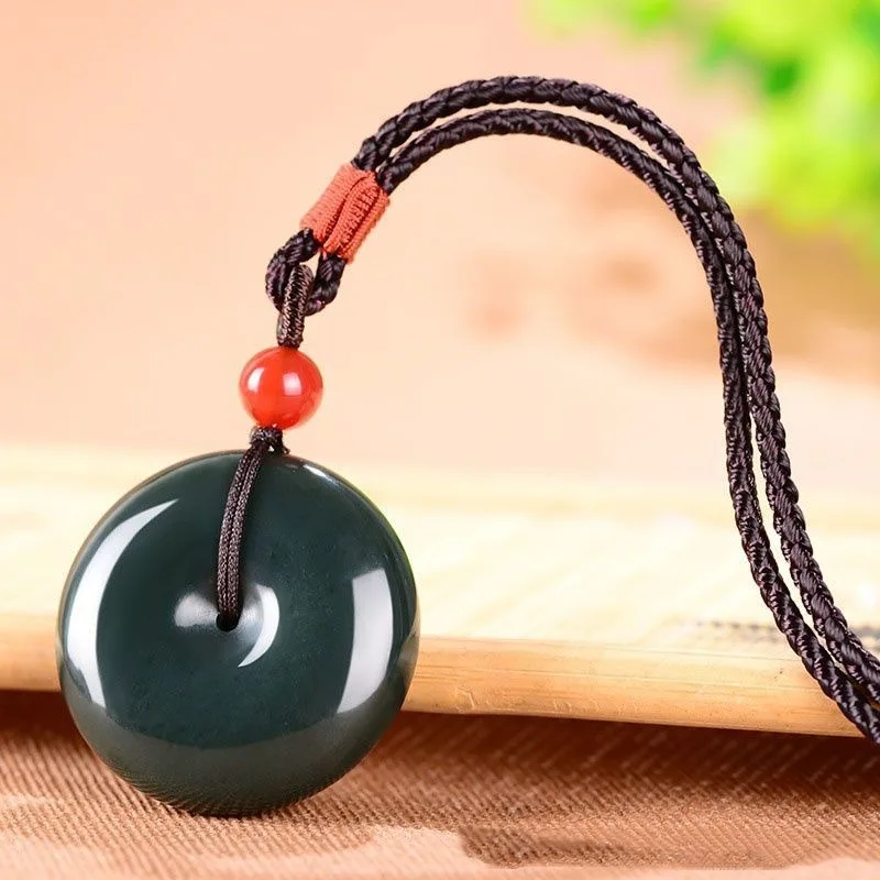 

Xinjiang Natural Hetian Sapphire Safety Buckle Pendant Men's and Women's Jade Pendant Necklace Versatile