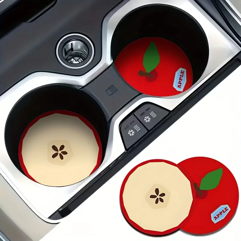 

2PCS Cute Fruit Pattern Car Cup Mats Non-Slip Cup Holder Pads For Car Home Desktop Interior Decor