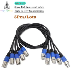Câble DMX XLR mâle vers femelle, 1.2 m, 1.5m, connexion de ligne de signal 3 broches, blindé XLR mâle vers femelle pour lumière LED Par, tête mobile, lot de 5 pièces