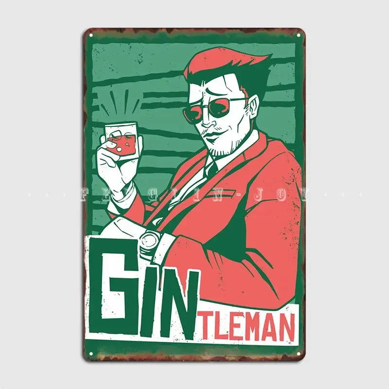 Gintleman Gin Lover Metal Plaque Poster Wall Cave Kitchen Decoration Plaques Tin Sign Poster