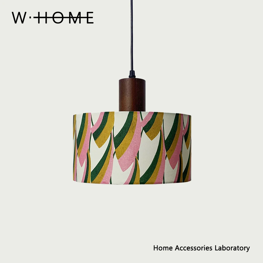 Round bucket fabric pendant light imported Liberty cotton fabric antique style homestay hotel atmosphere light