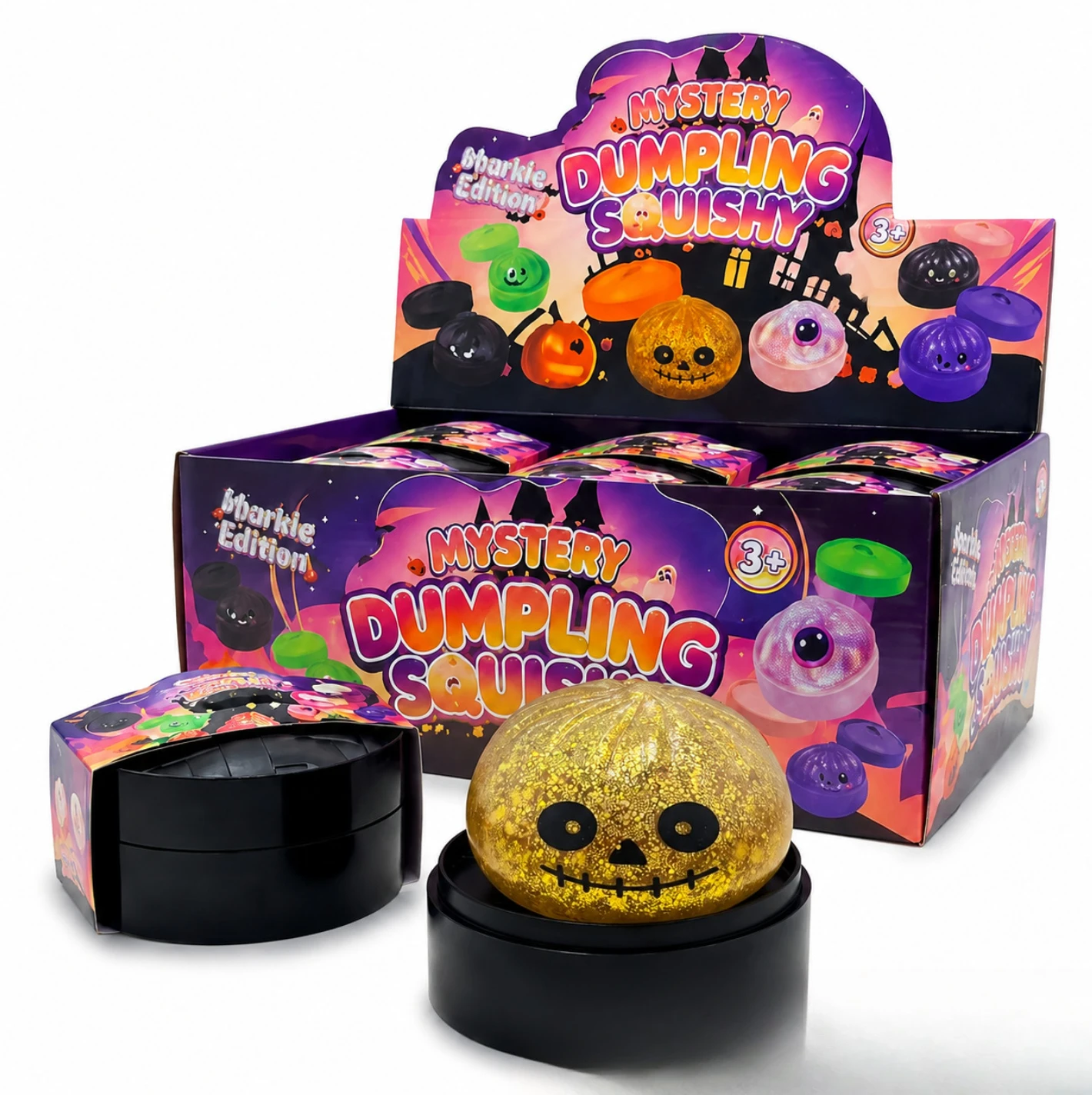 Halloween Mystery Blind Box Squishy Fidget Toy Glitter Squeeze Dumpling Stress Relief Pumpkin Ghost Eyeball Squeeze Toy For Kids