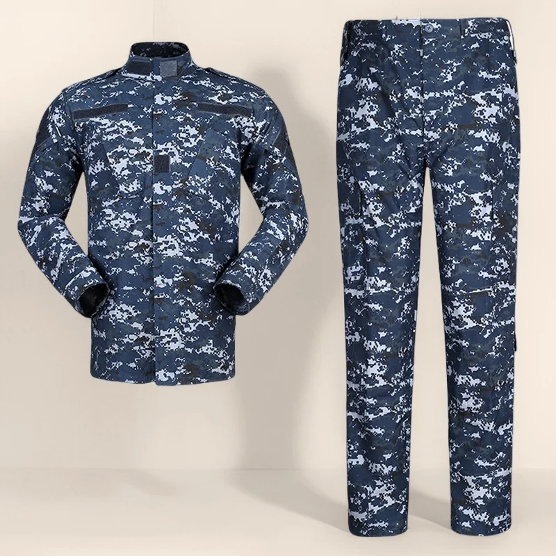 

Men's Camouflage Military Uniform Digital Blue Outdoor Military Uniform Training Hunting Suit Blue Digital Camouflage Clothing