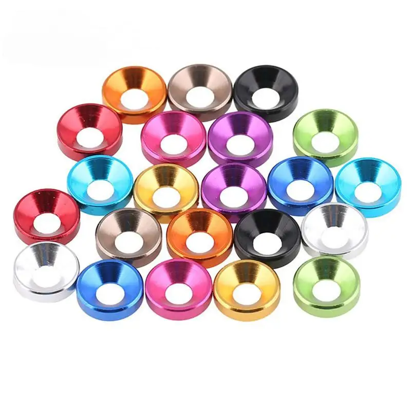 10pcs Aluminum Alloy Countersunk Washer M2 M2.5 M3 M4 M5 M6 Colourful Anodized Countersunk Head Bolt Washers Gasket