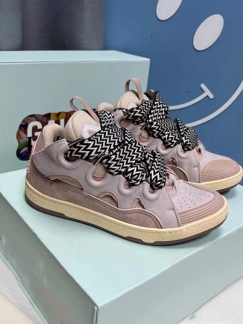 

Pink Cotton-Enhanced Casual Sneakers Faionable All-Match Men's oes Trendy Board oes Comfortable Winter High Top round Toe