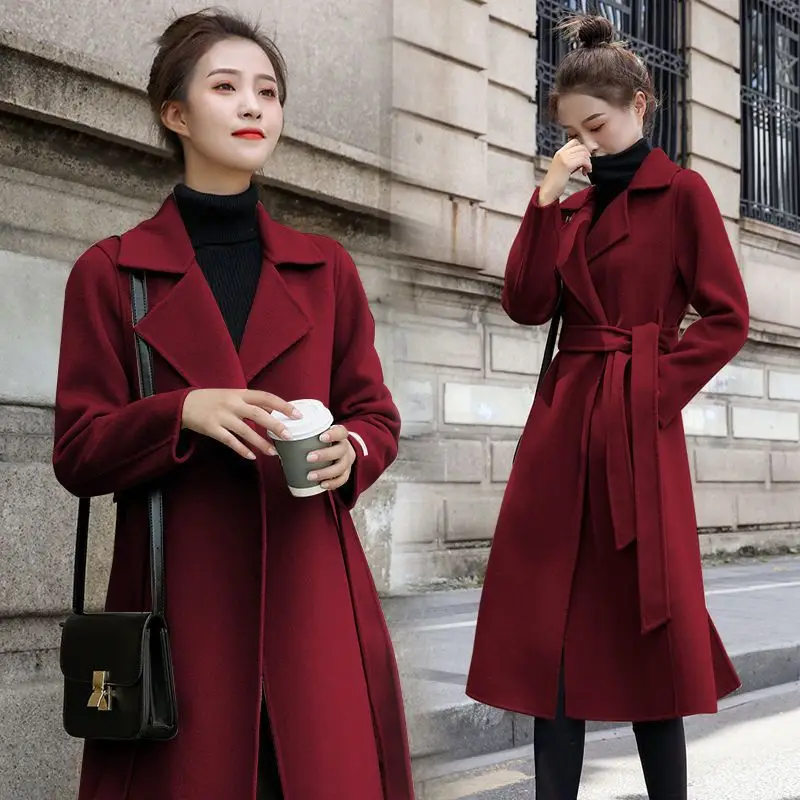 

Medium and long small woolen coat for women's autumn and winter 2024 new trendy loose