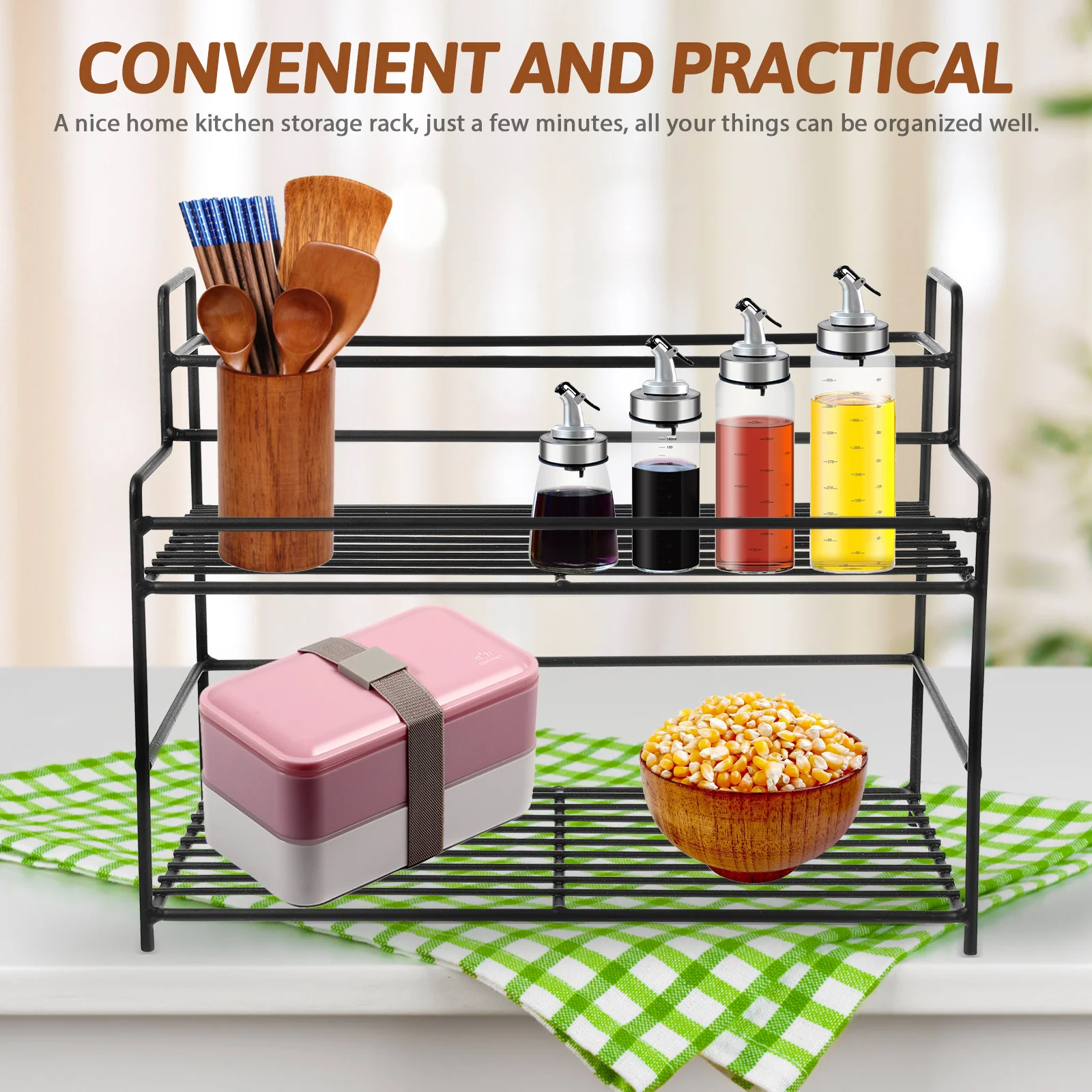 

Spice Rack Kitchen Multi Layer Seasoning Organizer Desktop Storage Shelf Holder for Bottles Spice Rack Sauce Organizer