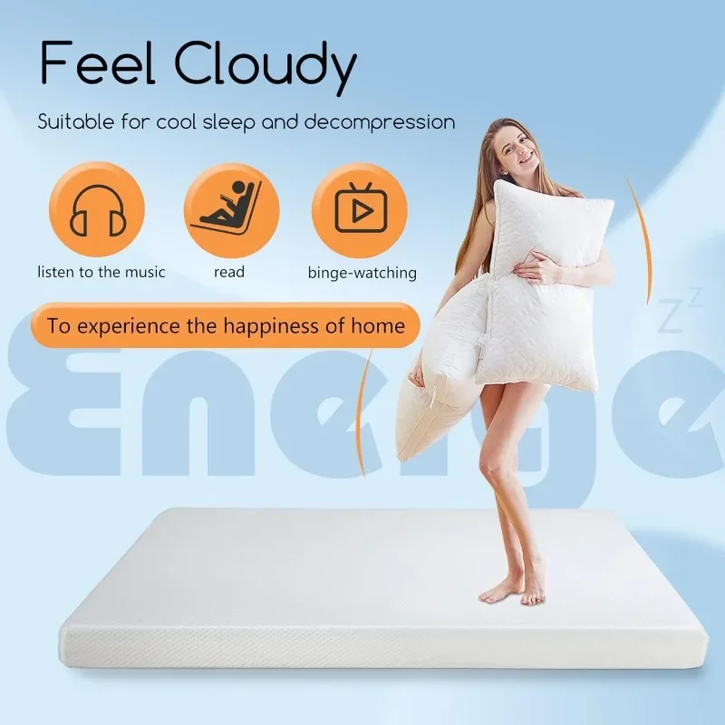 BestMassage-Gel Memory Foam Colchão, Twin Colchão, Refrigeração Gel Infusion, Suporte Confortável, Branco, 5"