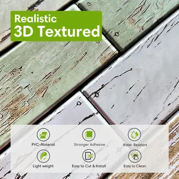 Voděodolný, balení 10 kusů, 3D modrozelený samolepicí nástěnný panel s imitací dřeva 11,8 8 nejlepší prodej Měkký nástěnný panel - №4