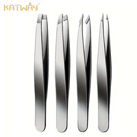 KATWAY 4pcs Precision Tweezers Set Ideal for Eyebrow Hair Removal, Splinter & Ingrown Hair Extraction, and More HH-AA29