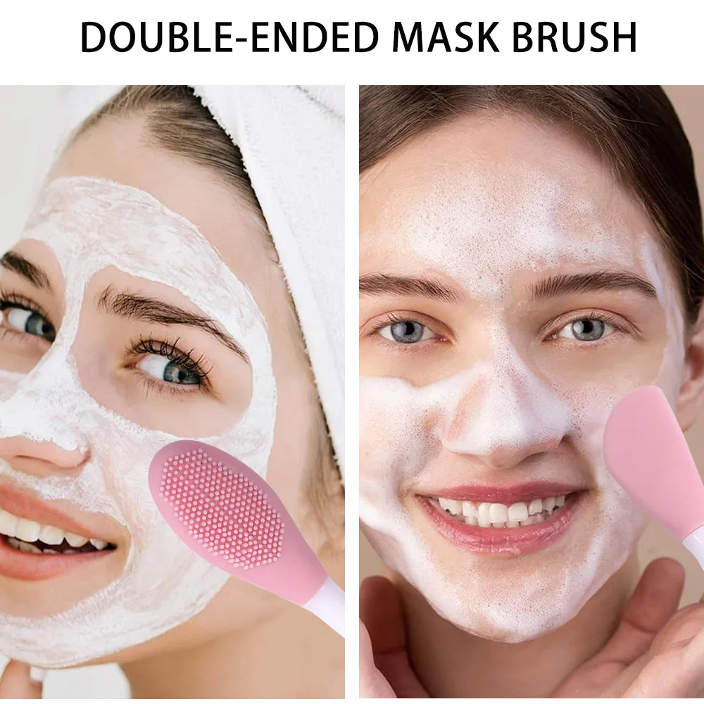 5/10 個シリコーンフェイススクラバークリーニングブラシ角質除去リップブラシ両面鼻クリーンツールスキンケアアプリケーター用