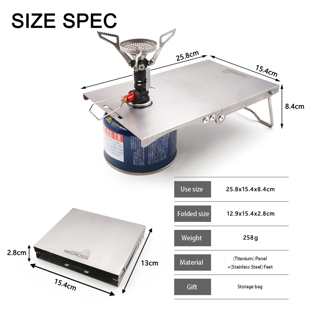 TWTOPSE Folding Table For SOTO ST320 Card Stove For MSR Small Rocket Titanium Stainless Steel Small Table With Storage Bag