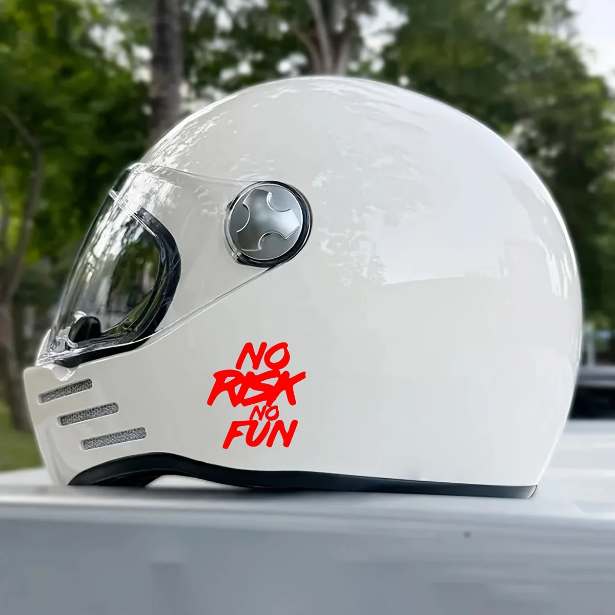 No Risk No Fun Motorcycle Sticker, Waterproof Vinyl Decal for Motorbike Helmet, Fuel Tank, Electric Scooter