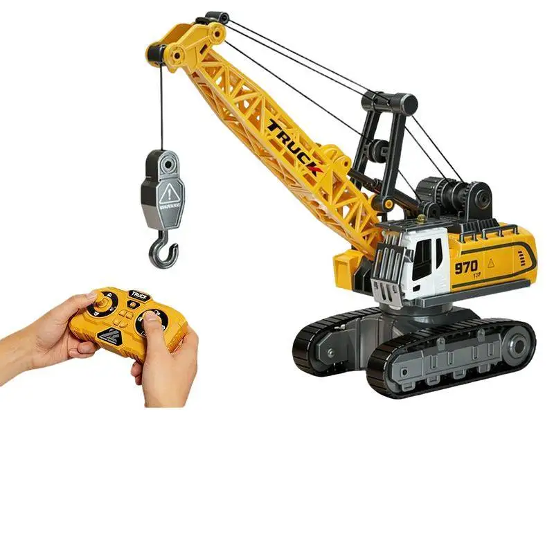 1/64 Mini Desktop RC Car Toy Remote Control Engineering Crane with Sound and Light Toys, Suitable for Boys and Children as Gifts
