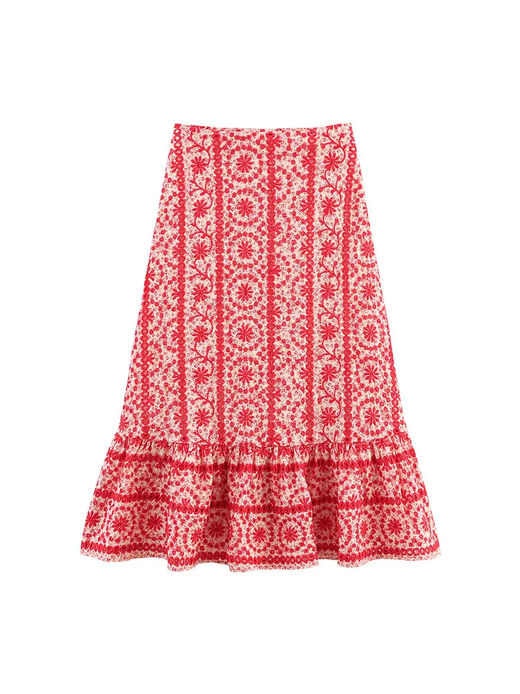 بدلة نسائية صيفية مطرزة لعام 2025، بلوزات قصيرة، تنورة فضفاضة مستقيمة، أطقم عطلة الشاطئ