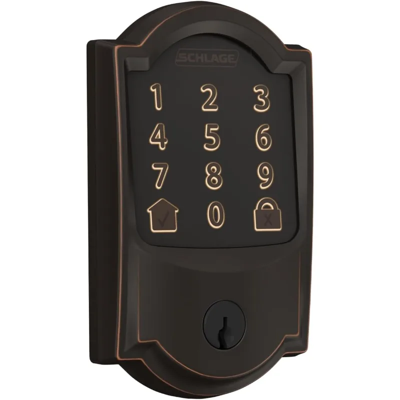 Encode Smart Wi-Fi Deadbolt with Camelot Trim in Aged Bronze