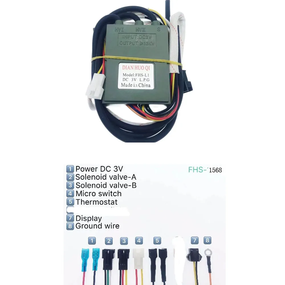 Total de 15 cables Modelo 1568 Estufa de gas universal DC 3V Doble encendido con control de temperatura y pantalla Encendedor de pulso 1PCS