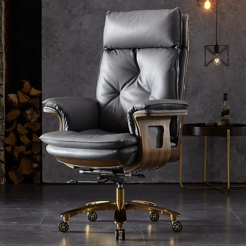 

Boss Leather Chair Solid Wood Office Home Computer Swivel Business Cowhide Chair President Modern Butacas Furniture