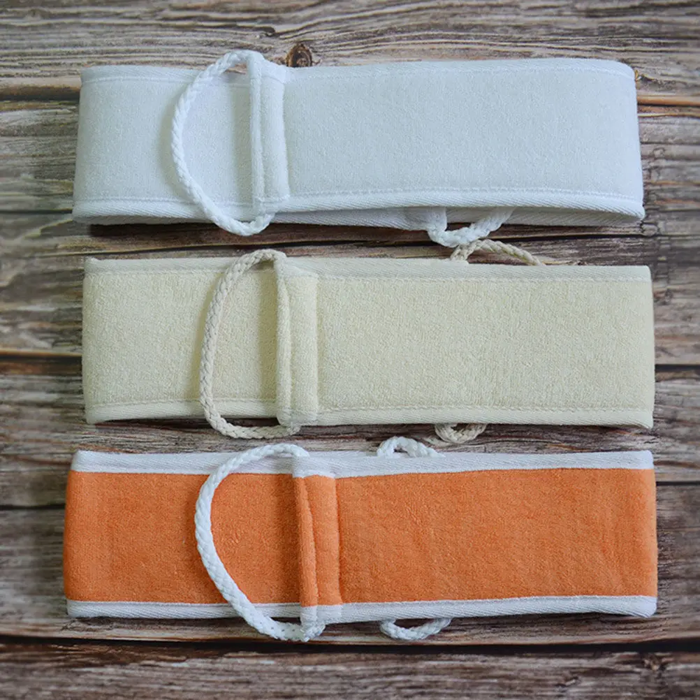 

2pcs Natural Cotton and Linen Back Scrubber Double-sided Exfoliating Wash Strap Body Bath Bands (Orange)