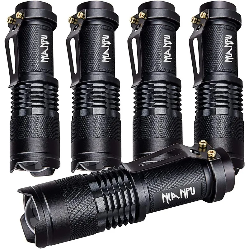 

5 Pack SK-68 3 Modes Handheld Mini Cree Q5 LED Flashlight Torch Tactical Lamp 7w 300lm Adjustable Focus Zoomable Light