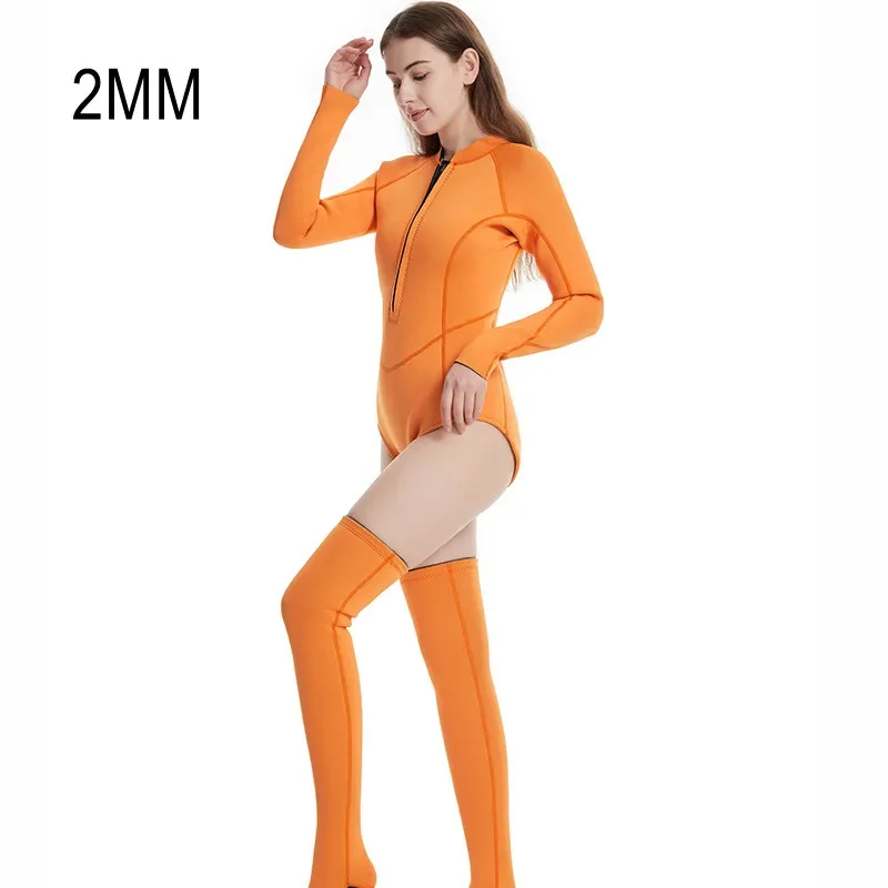 Women Girl 2MM Neoprene Wetsuit Keep Warm Swim Scuba Bathing Beach Long SleeveTriathlon  Diving Suit For Surf Snorkeling Cloth