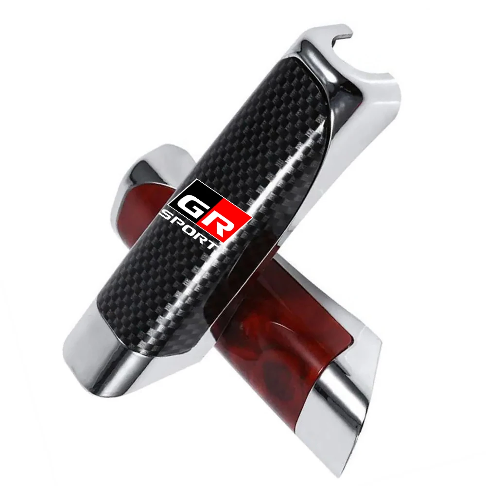 1pcs Car Handbrake Grip Carbon Fiber Anti-slip Protect Cover Decor For Toyota GR Sport Gazoo Racing Yari 86 C-HR Car Accessories