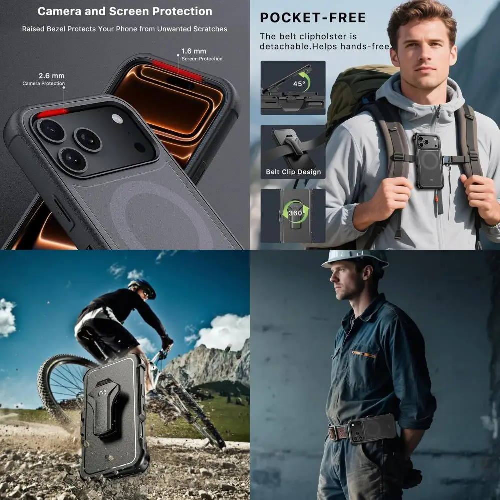 for iPhone 17 Pro Case, Maverick Series Case with Belt Clip Holster,[Compatible with Magsafe] w/Screen Protector,Anti-Drop,Shock