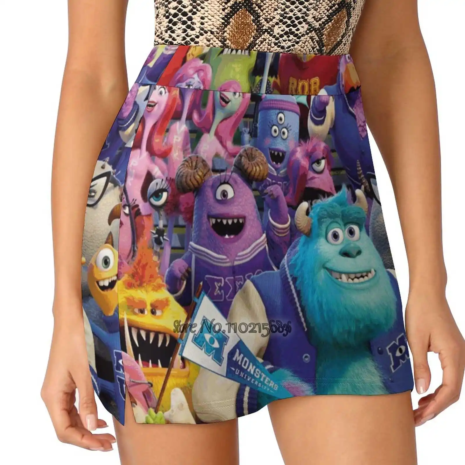 

Monters Inc Characters Women'S Summer Fake Two Piece Skirts Casual Sports Beach Skirt Girl Skorts Sully And Boo Monsters