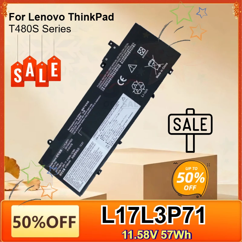 L17L3P71 57Wh Laptop Battery for Lenovo ThinkPad T480S Series 01AV478 L17M3P71 01AV479 L17M3P72 01AV480 SB10K97620 SB10K97621