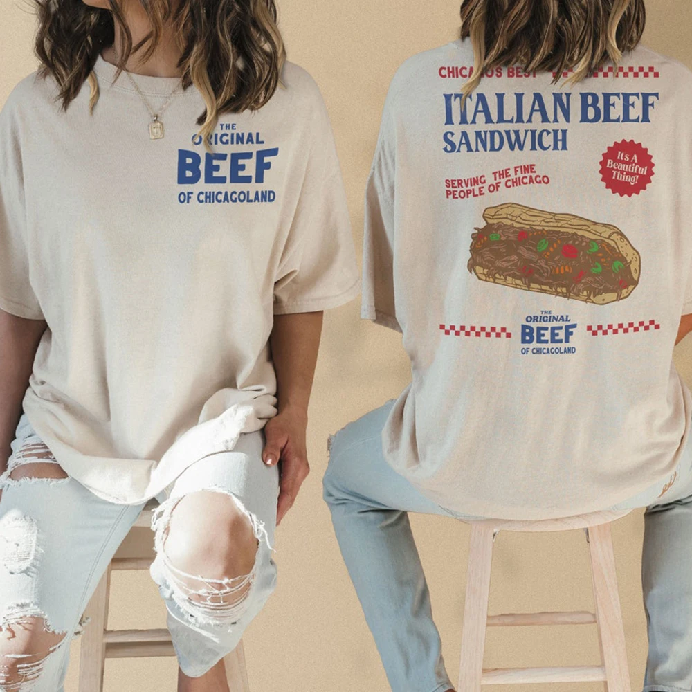 Retro Italian Beef Sandwich The Bear Tv Show T-Shirts Funny Men/Women Clothing Aesthetic Tops Unisex Streetwear Cotton TShirts