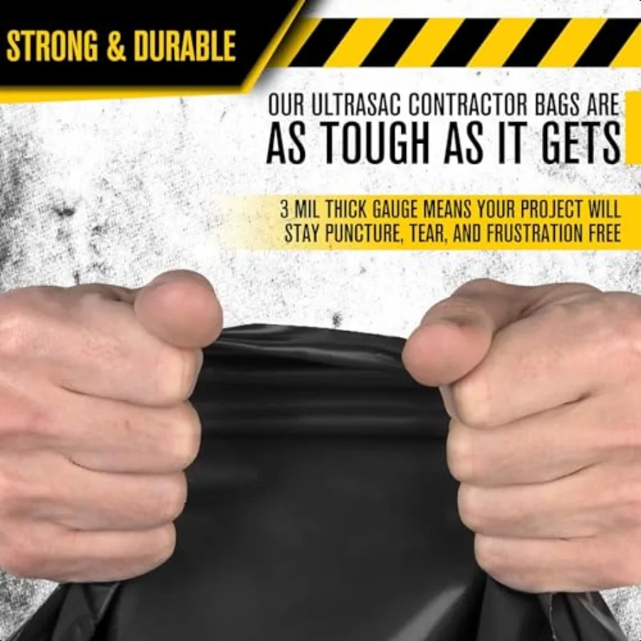 Sacos de empreiteiro 42 galões 20 pacote com laços de aba 32.75x4,5il grosso grande preto resistente sacos de lixo industriais para prof