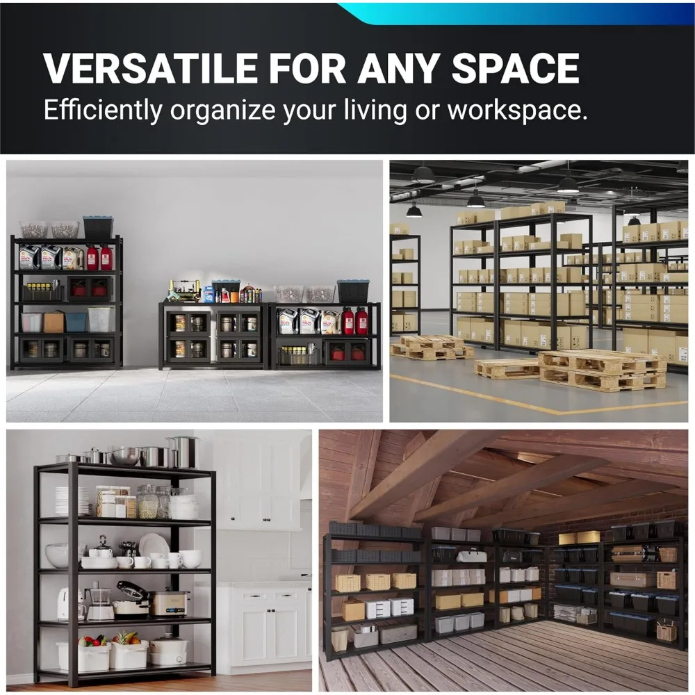 رفوف تخزين جراج معدنية مكونة من 5 طبقات، ونظام رفوف عالي التحمل، وحل تنظيم الطابق السفلي والمرآب