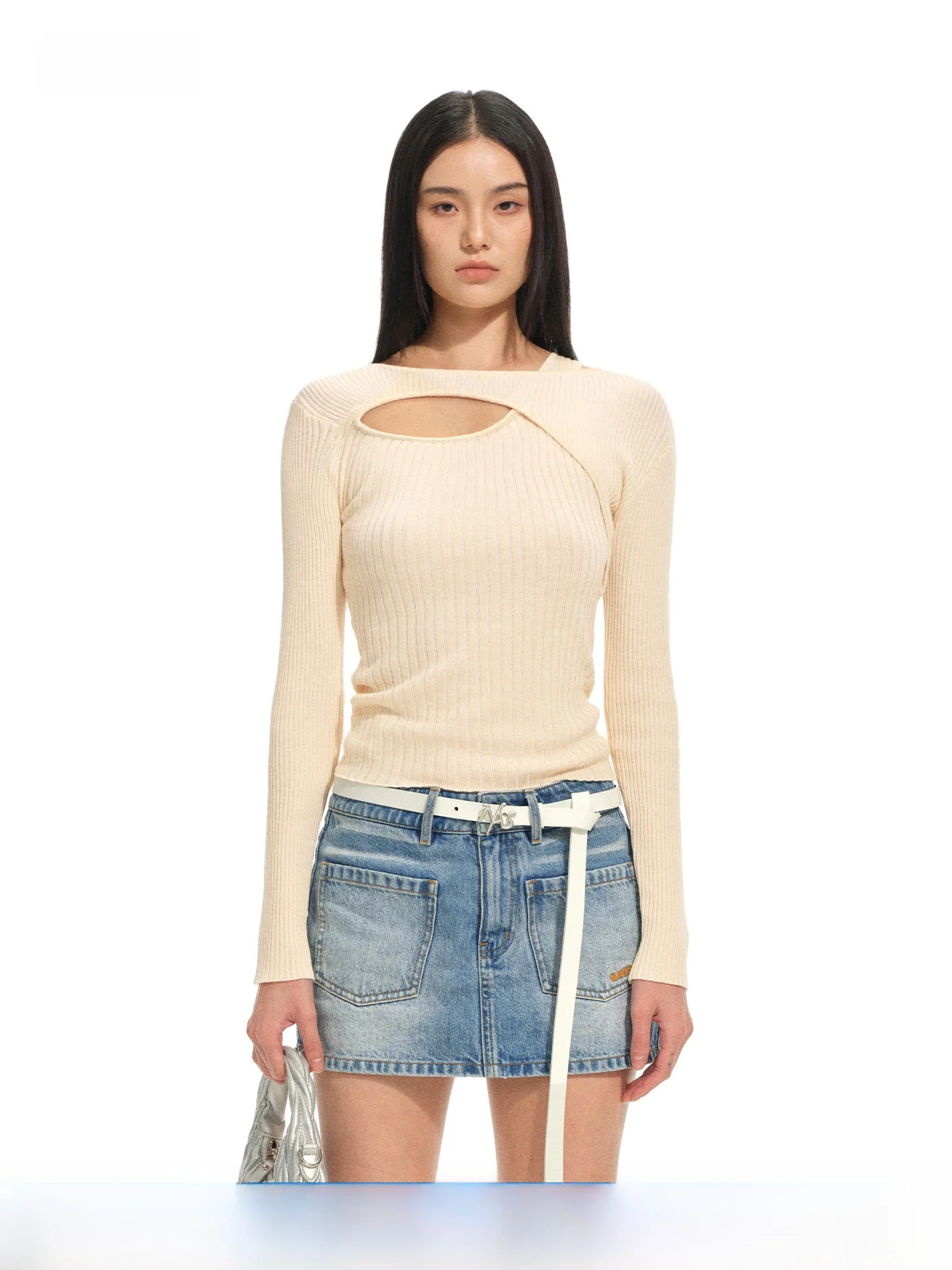 

NAWS Knitted Long Sve Slim Fit Base irt Women's Ry Wool Blend Knitwear Simple Sle Casual Wear Spring Season