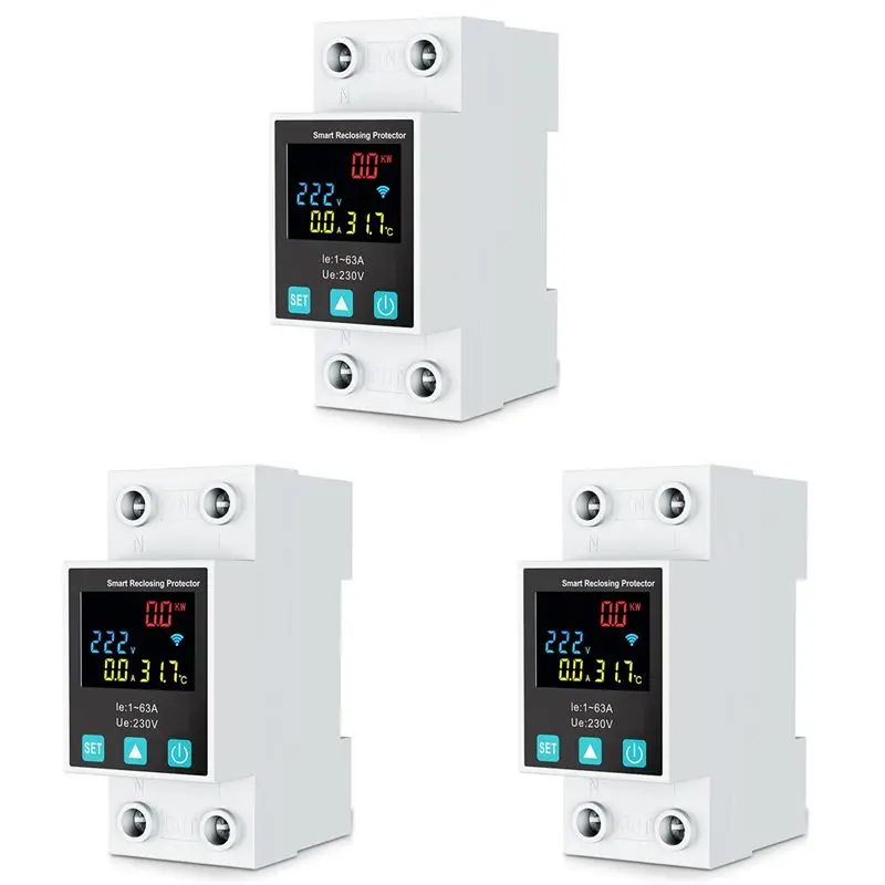 【PROMOTION】3X Zigbee TUYA 2P/63A Circuit Breaker Earth Leakage Over Under Voltage Protection Protector Relay Energy Meter