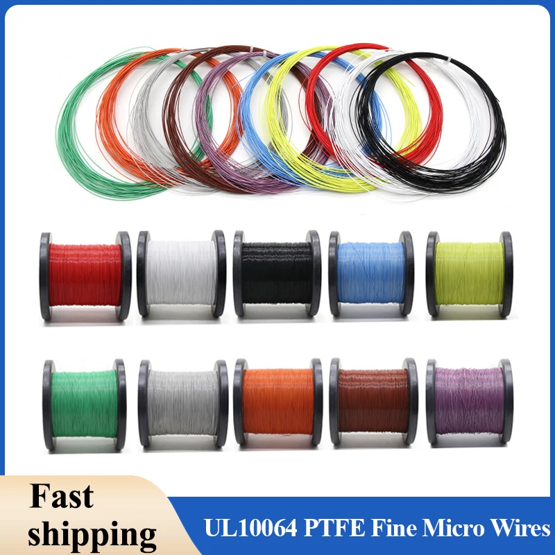 

100/200/500M UL10064 PTFE Wire 40/36/34/32/30/28/26AWG PEP Plastic Solder High Conductivity Copper Cable Fine Micro Litz Wires