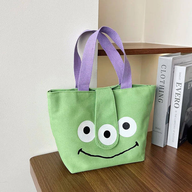 Bolsa de ombro alienígena Disney Toy Story feminina, bolsa de compras dos desenhos animados, bolsa Harajuku, reutilizável, dobrável, sacola de mercearia, na moda