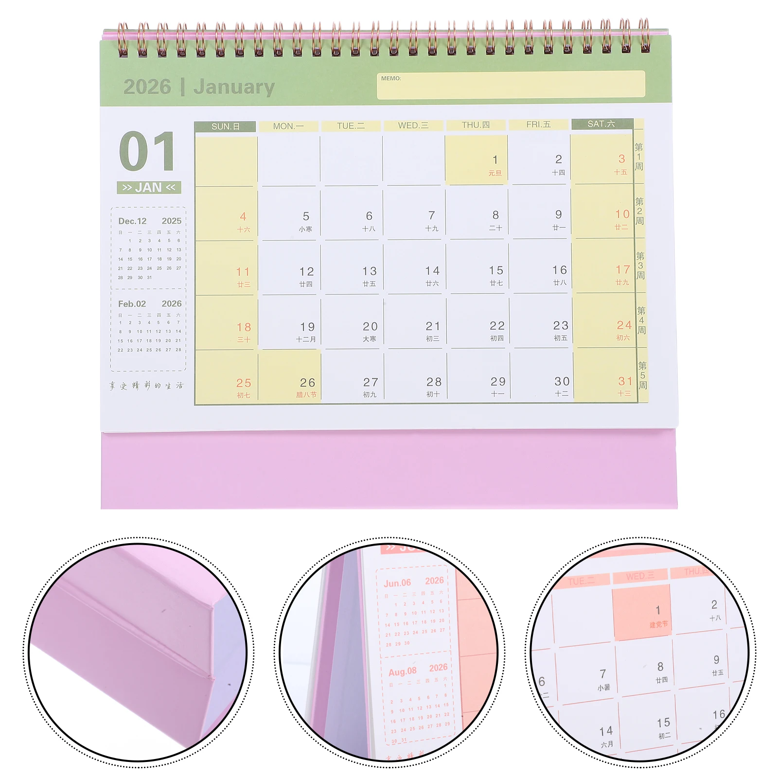 

2026 Desk Calendar Minimalist Stand Up Planner Compact Green Foldable Office Home Schedule Memo Time Organizer Flip Freestanding