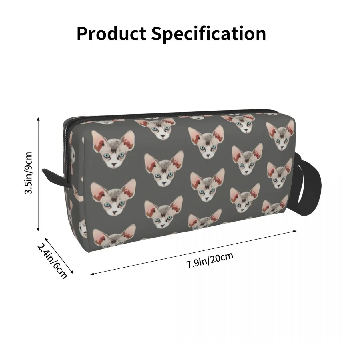 Trousse de maquillage chat Sphynx personnalisée pour femmes, trousse cosmétique de voyage, trousse de toilette de rangement pour chaton mignon, trousse Dopp