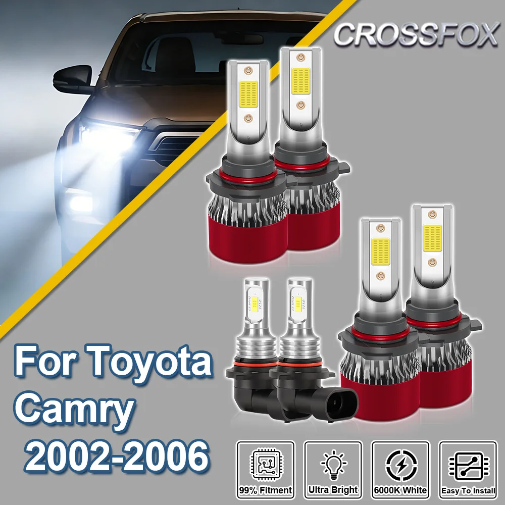 CROSSFOX Para Toyota Camry 2002 2003 2004 2005 2006 Canbus Turbo Hi/Lo Beam Lâmpada de Farol LED Automotivo Plug and Play Lâmpada de Neblina
