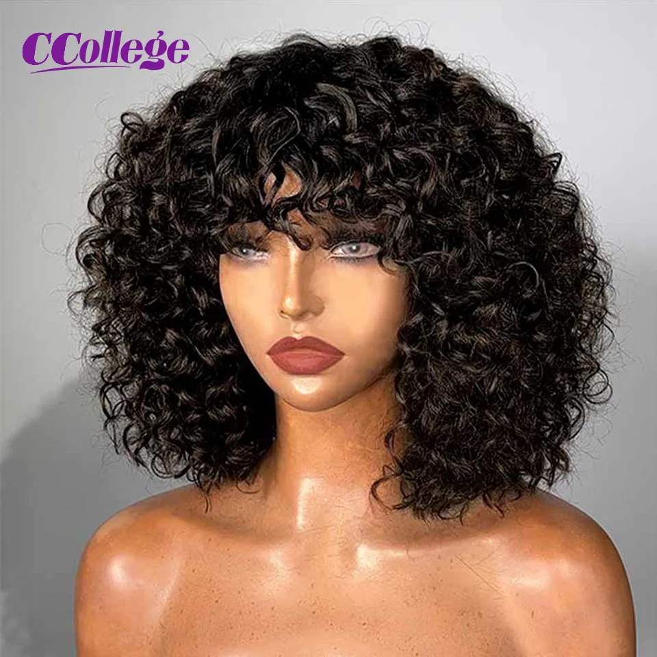 

Bob Wig Short Curly Human Hair Wigs Pixie Cut Human Hair Wig V U Part Wig Headband Wig Cheap Fringe Lace Bob Wigs With Bangs