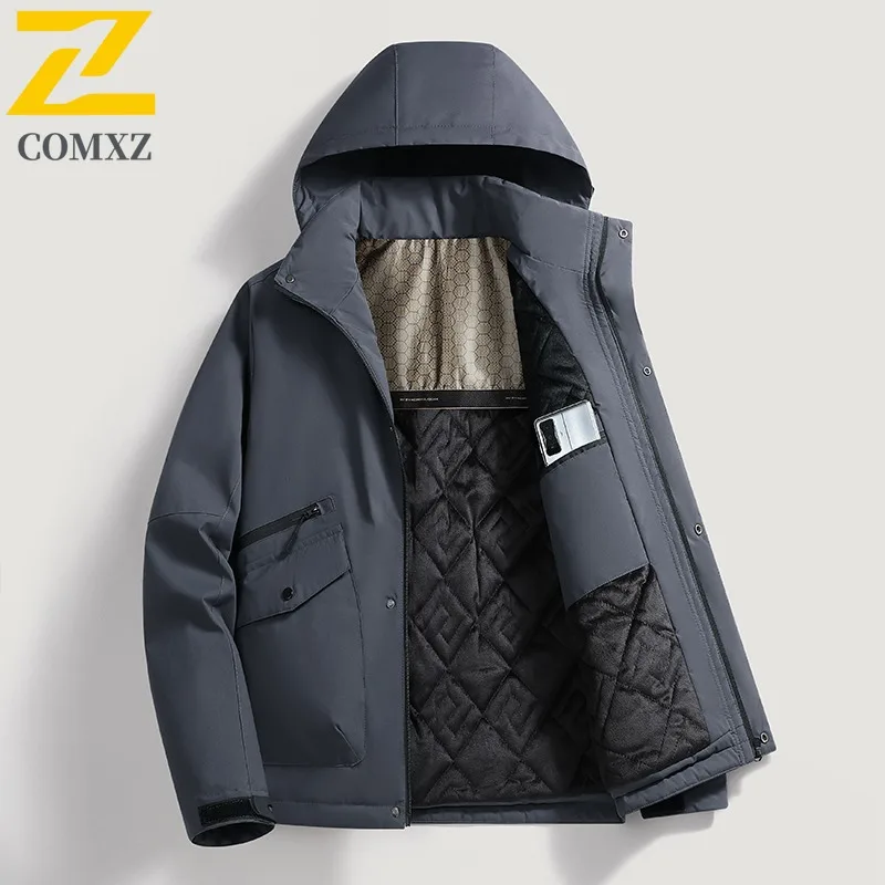 سترة مبطنة للرجال للعمل في الهواء الطلق من COMXZ، سترة مريحة سميكة ودافئة، نمط يومي كاجوال، ملابس شتوية جديدة خفيفة الوزن #2
