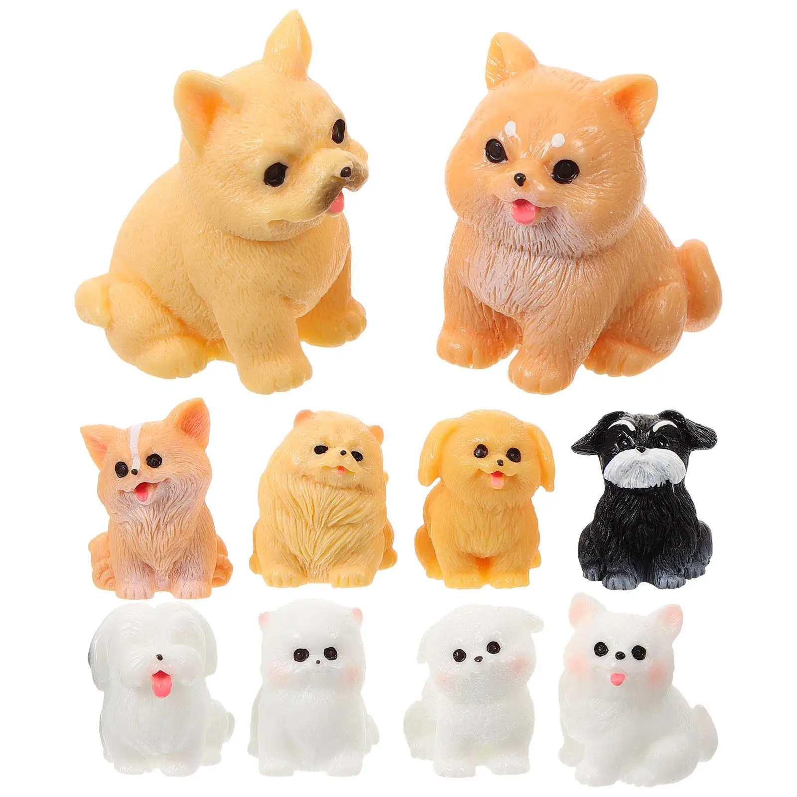 

10 Pcs Micro Landscape Puppy Mini Figurines Bulk Miniature Figures Animals Dog Resin Statue Little White Handicraft