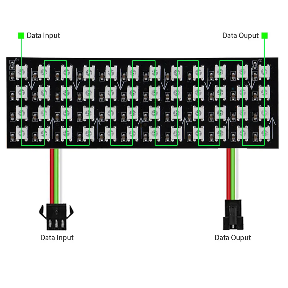 Imagem -03 - Painel Mini Digital Led Flexível Digital Endereçável Individualmente 4x12 48pixels Módulo Ws2812ic Tela Matriz Dc5v Ws2812b