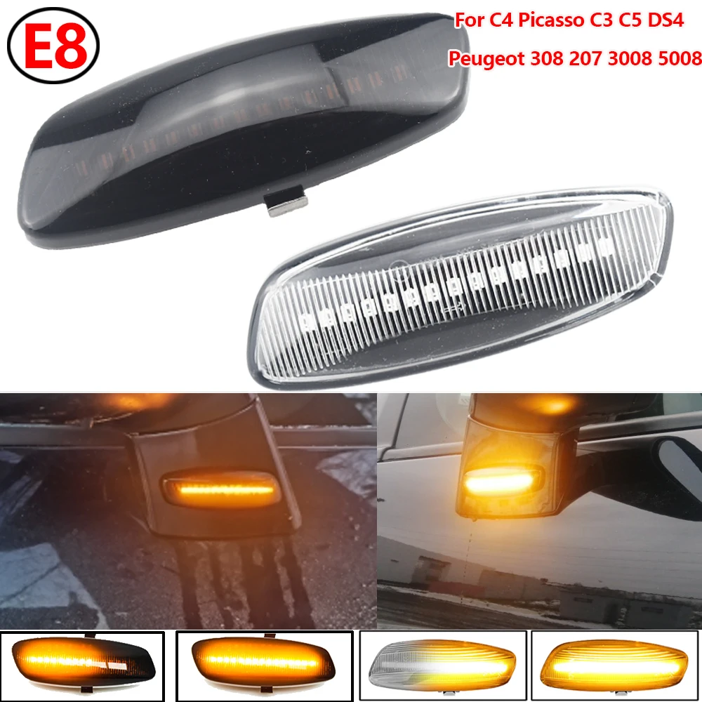 2 Pieces Led Dynamic Side Marker Turn Signal Light Sequential Blinker For Peugeot 308 207 3008 5008 For Citroen C4 C3 C5 DS3 DS4